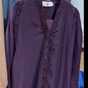 Embellished Deep Purple Abaya with matching scarf/ one size